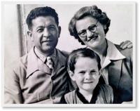 John Merey with his parents, Switzerland, 1945.